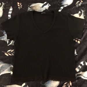 brandy melville black v neck shirt with lace